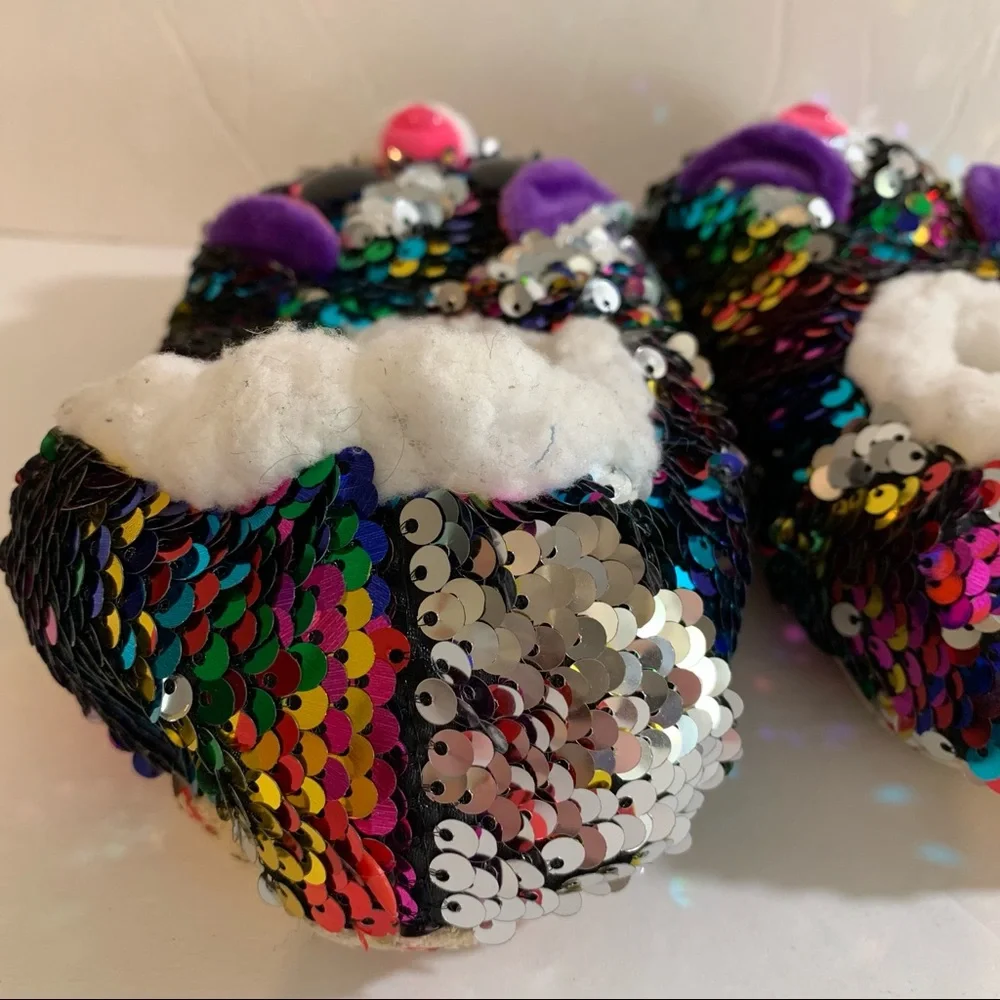Ty beanie boos dotty youth 1-3 slippers grip sequin flip fleece lined socks